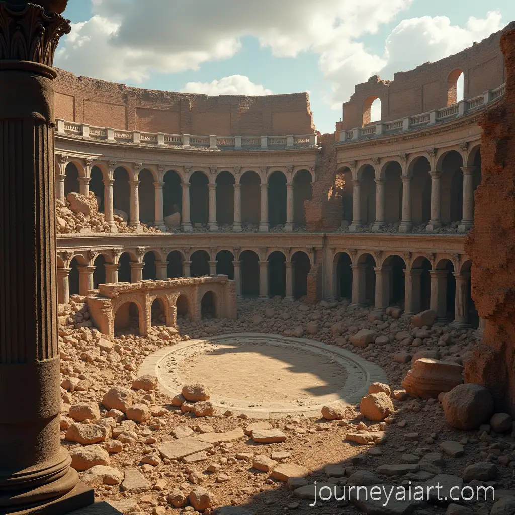 Crumbled-Colosseum-Battle-Arena-with-CollAI-Art-Prompt-Expansionapsed-Pillars-and-Open-Roof
