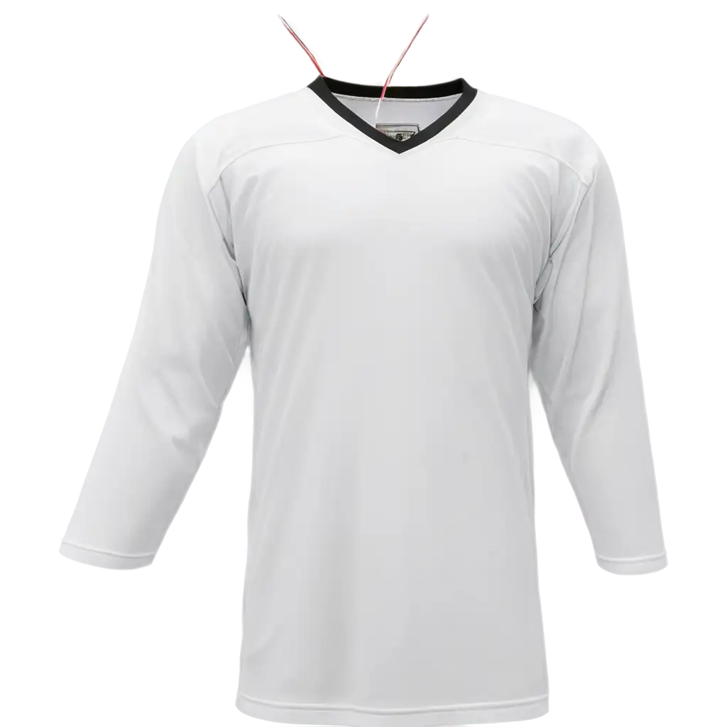 Half sleeve white color blank Hockey jersey with v shaped collar and string in the collar