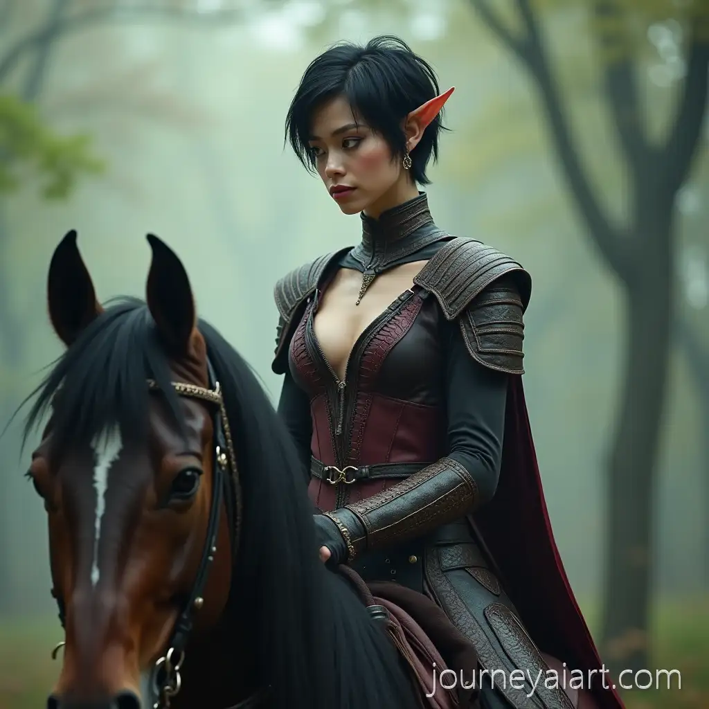 Elven-Warrior-on-HorsebackElven-warrior-in-enchanted-forest-in-Misty-Enchanted-Forest