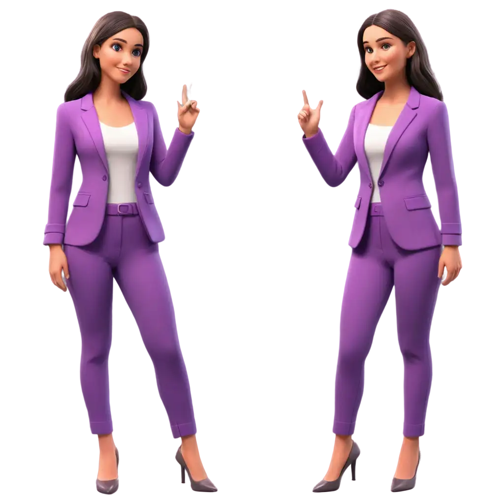 HighQuality-PNG-Image-of-3D-Young-Women-in-Casual-Purple-Suit-Perfect-for-Digital-Art-and-Design