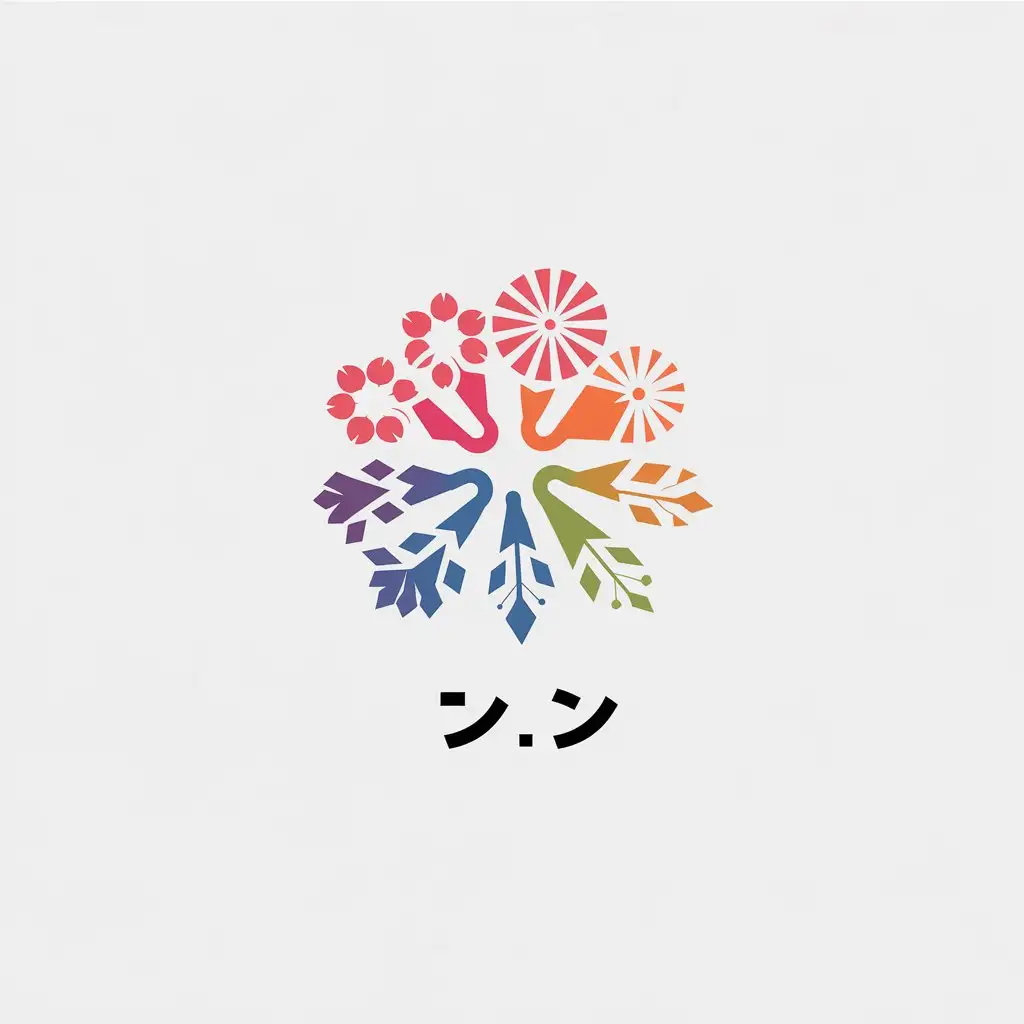 a vector logo design,with the text ".", main symbol:cherry blossoms fireworks autumn leaves snow crystals,Minimalistic,clear background