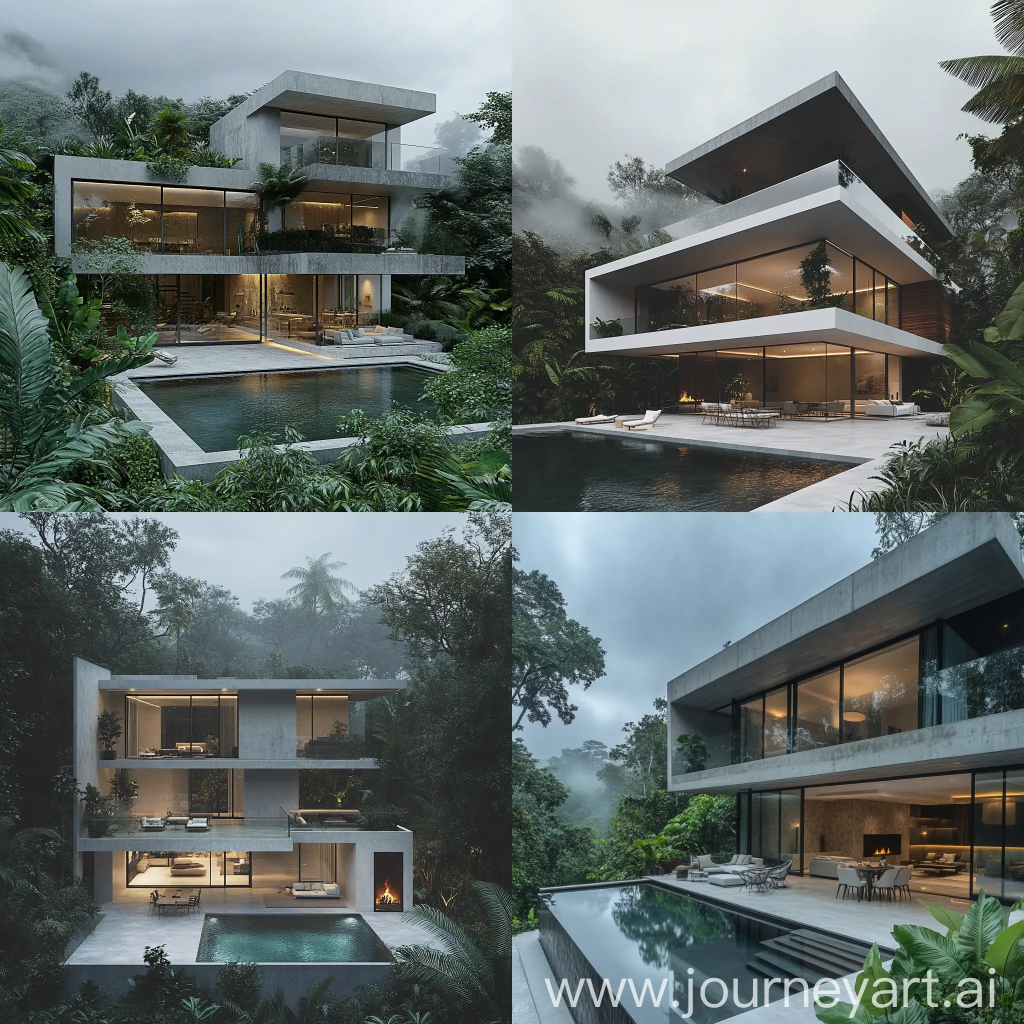 Modern-ThreeStory-Villa-with-Infinity-Glass-Pool-in-Lush-Tropical-Forest