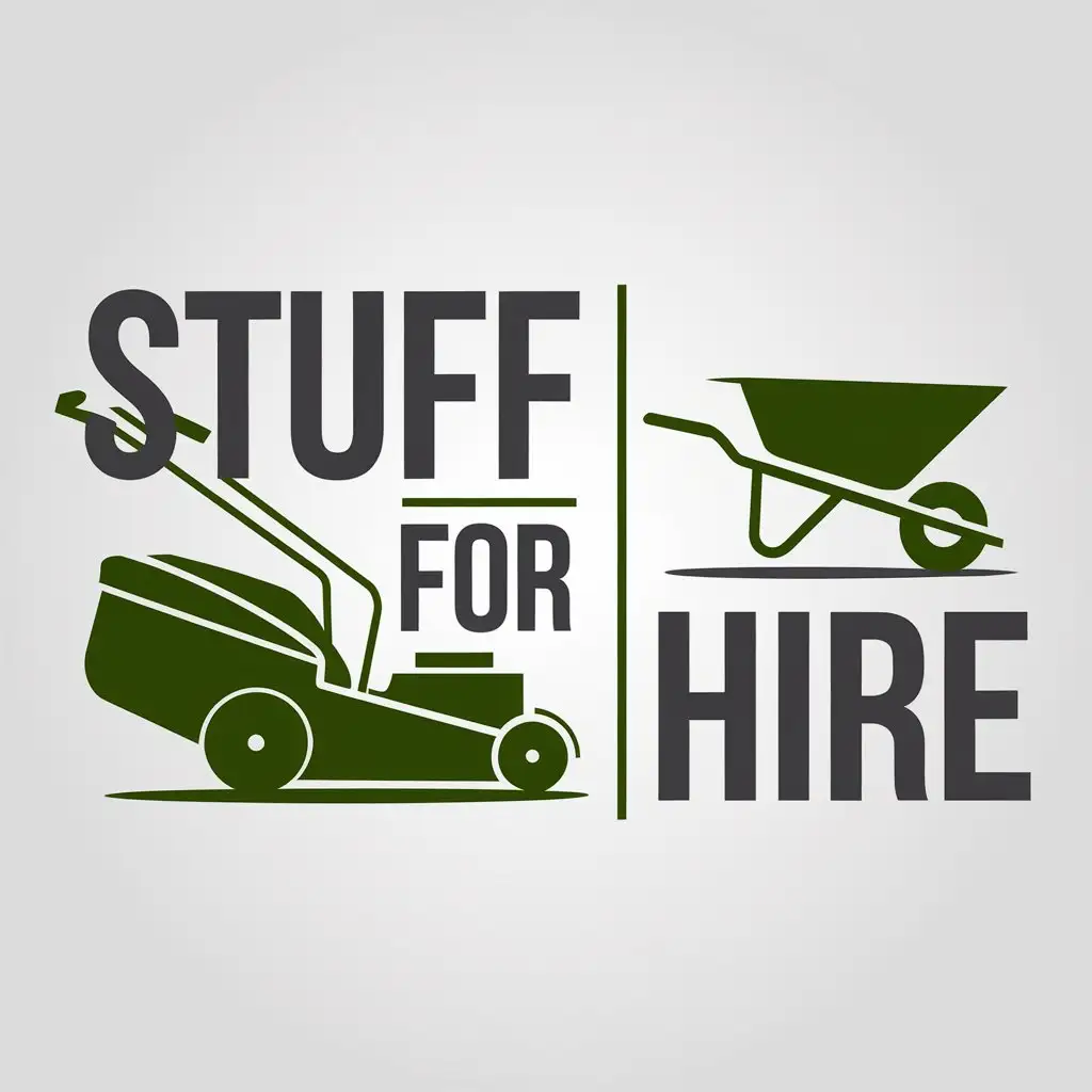 LOGO Design for Stuff For Hire Lawnmower and Wheelbarrow Theme with Clear Background