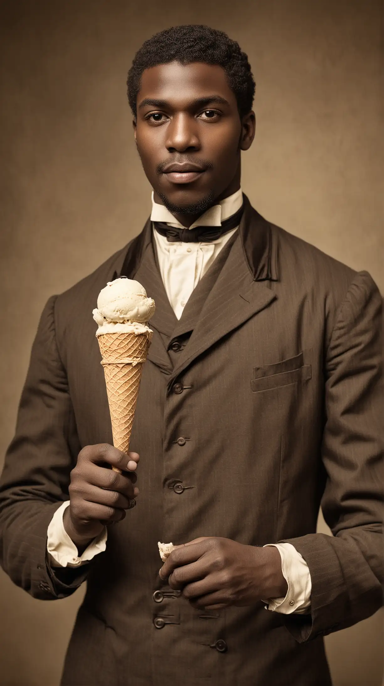 Handsome Black Man Enjoying Ice Cream in the 1800s