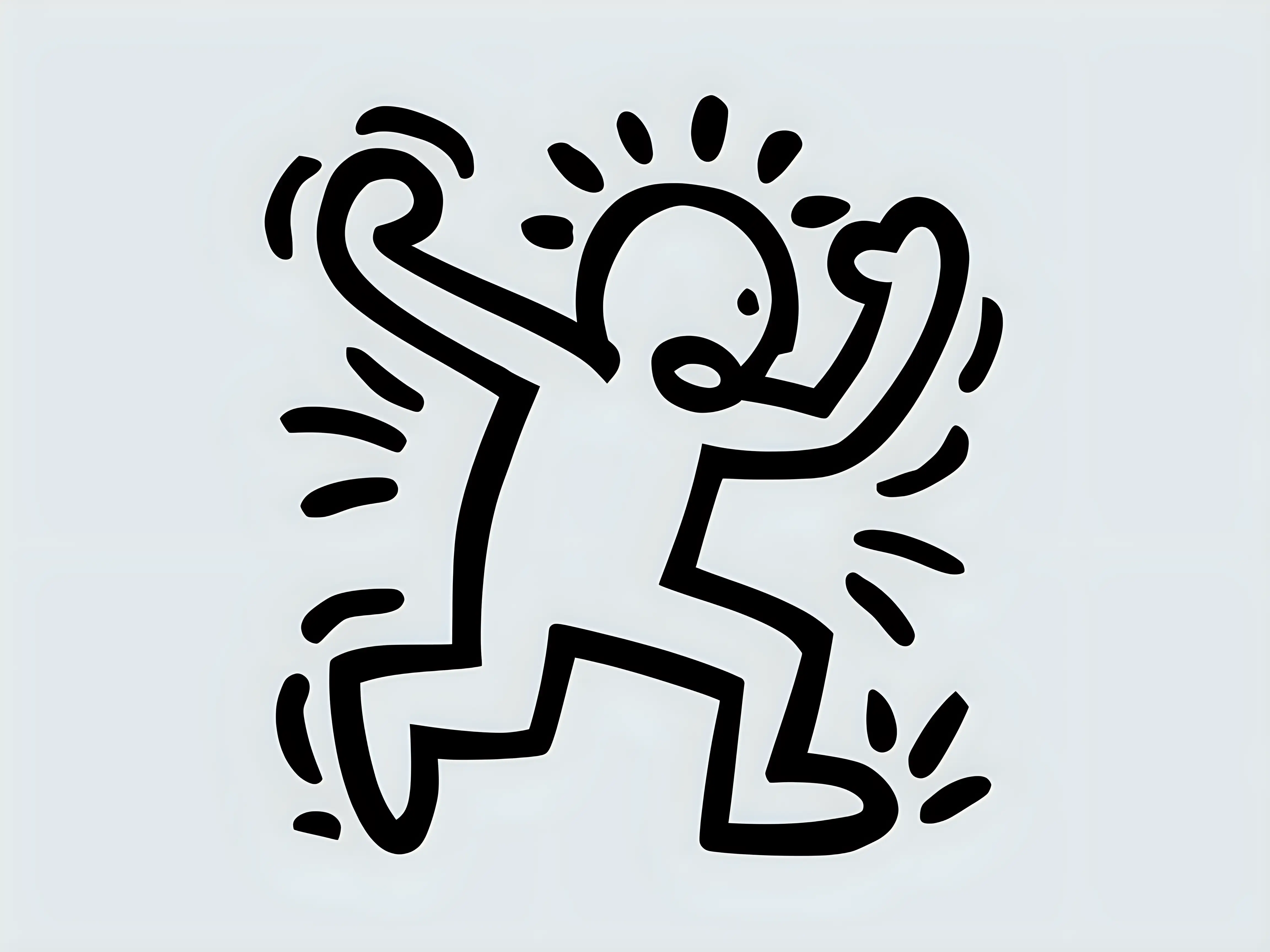 Keith Haring Inspired Wild Black and White Wall Art for Canvas