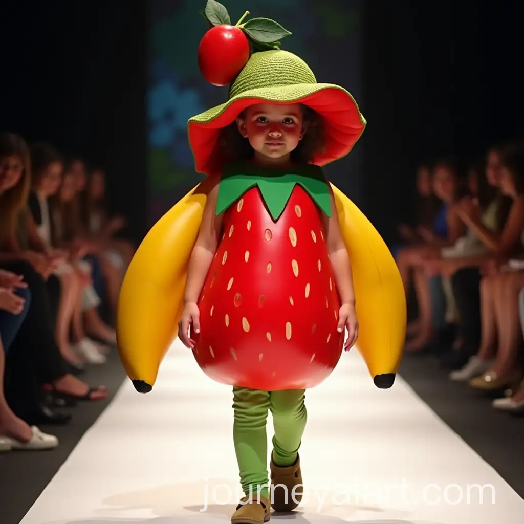 Child-in-Colorful-Fruit-Costume-Walking-on-Fashion-Runway