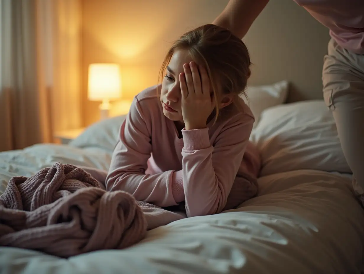 Teenager-Feeling-Overwhelmed-with-Parents-Support-in-a-Safe-NurturingTeenager-Overwhelmed-with-Support-Atmosphere