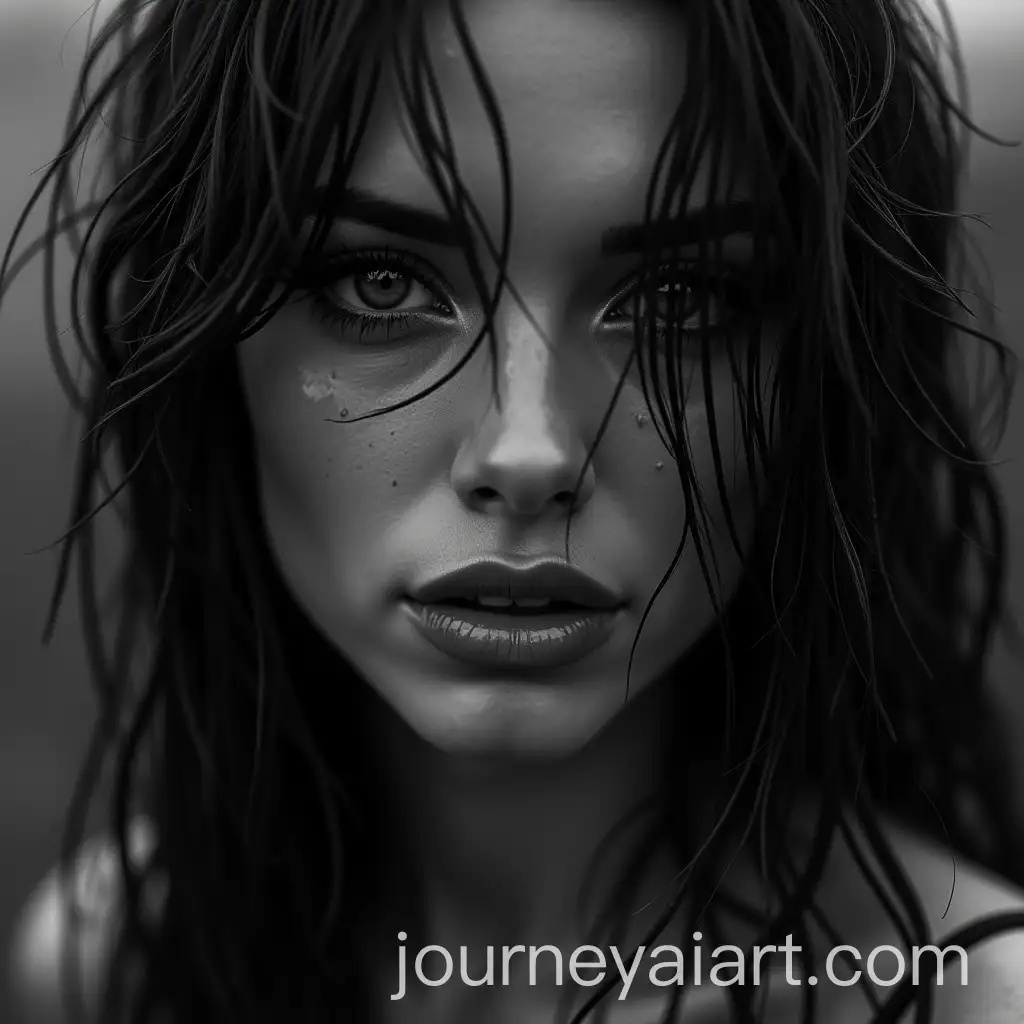 Beautiful-Woman-in-Torrential-Rain-with-Dramatic-Expression-and-Red-Lips