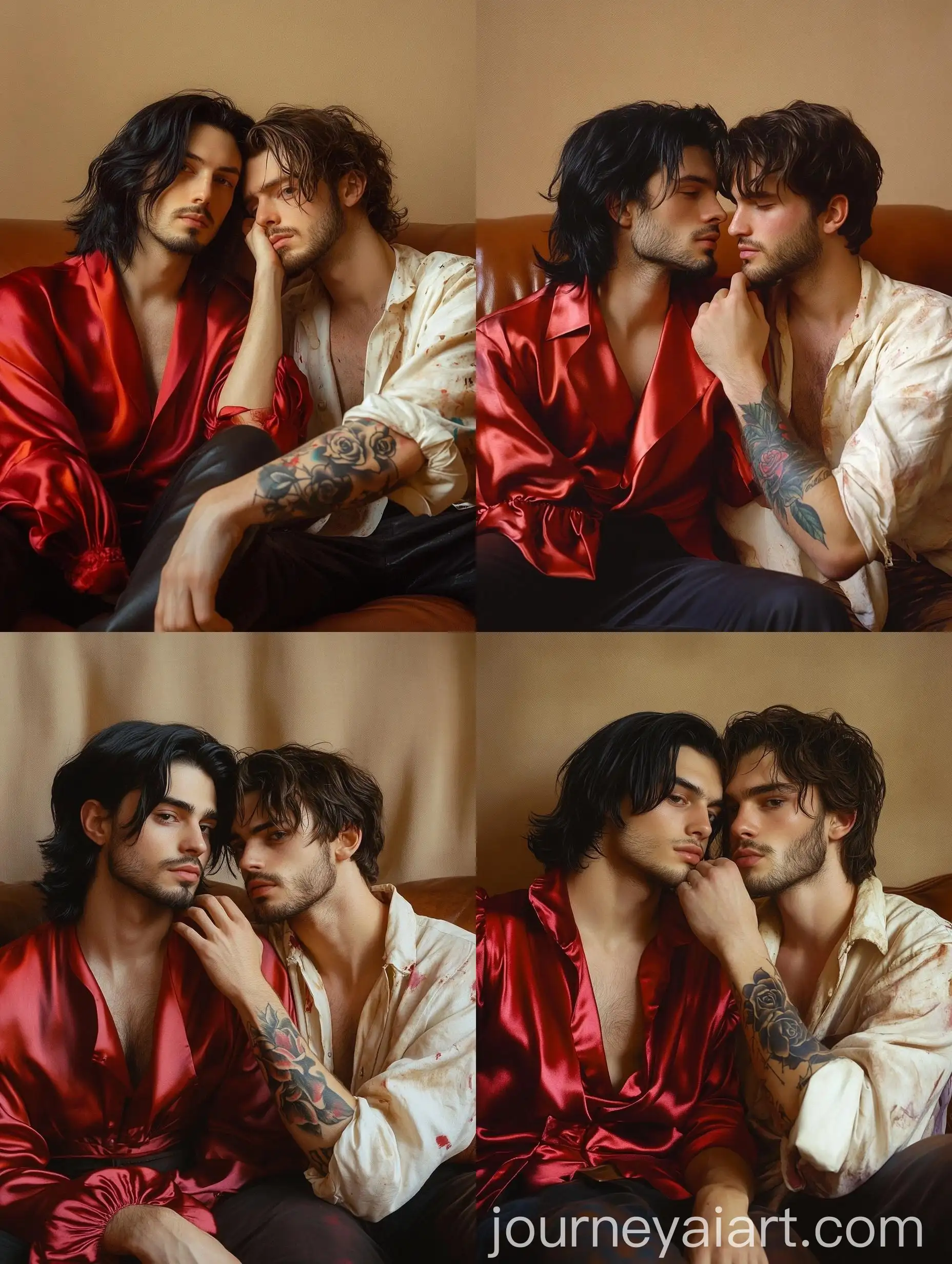 Romantic-Scene-of-Two-Young-Men-in-Soft-Lighting