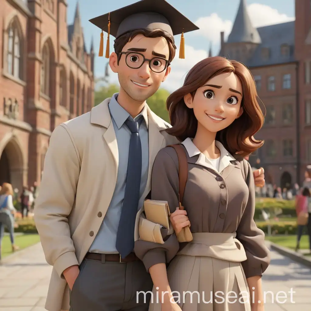 Animated University Woman and Man in Academic Setting