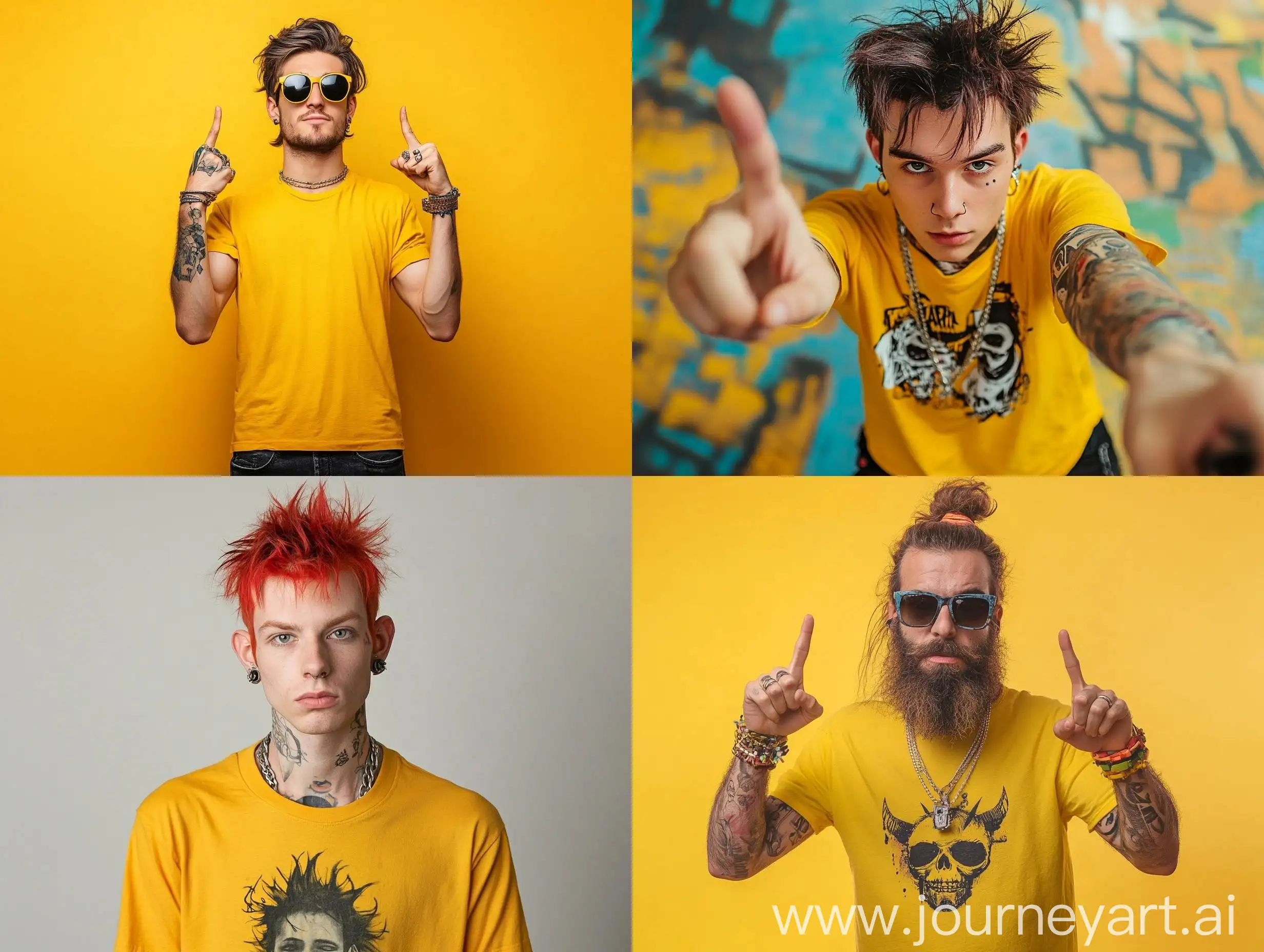 Cool-Rock-Punker-in-Yellow-TShirt-Looking-at-Camera