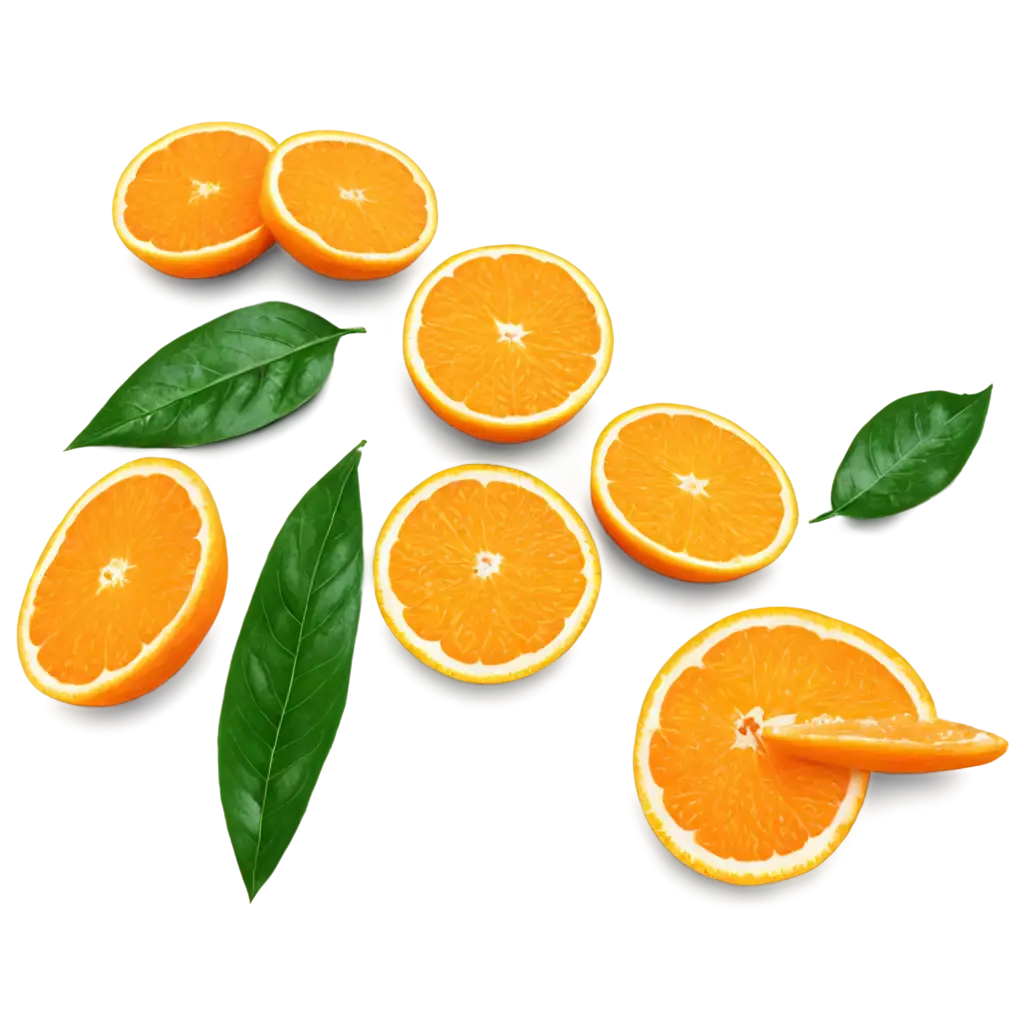 HighQuality-PNG-Image-of-Vibrant-Orange-Slices-with-Fresh-Leaves-for-Crisp-Visual-Appeal