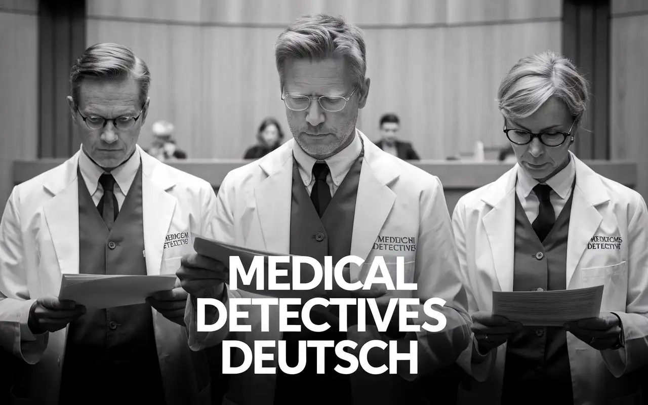 Medical-Detectives-in-White-Coats-Analyzing-Documents-in-Black-and-White