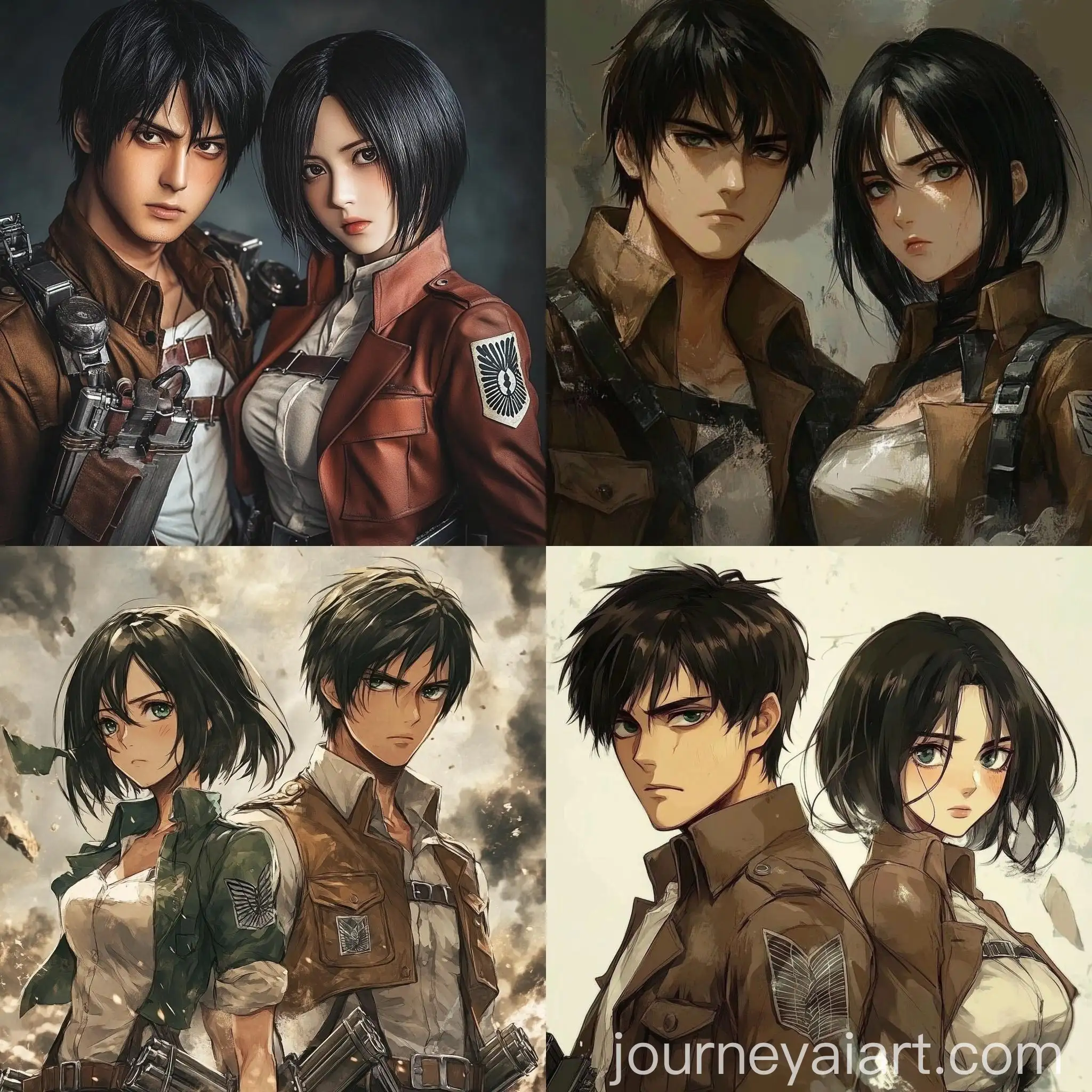 Eren-and-Mikasa-from-Attack-on-Titan-Anime-Character-Artwork