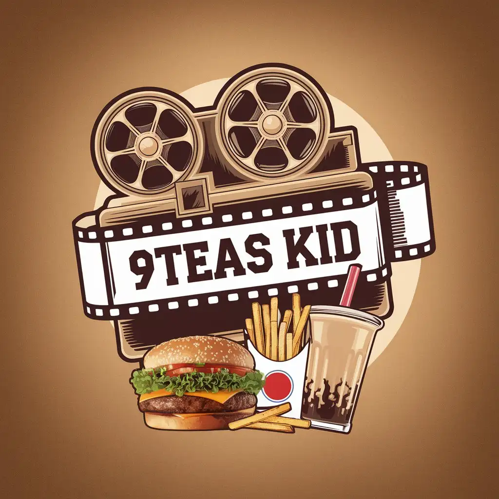 make a logo. brand name is 9teas kid and they are selling milktea, fries, and burger. the owner is born in 1990’s