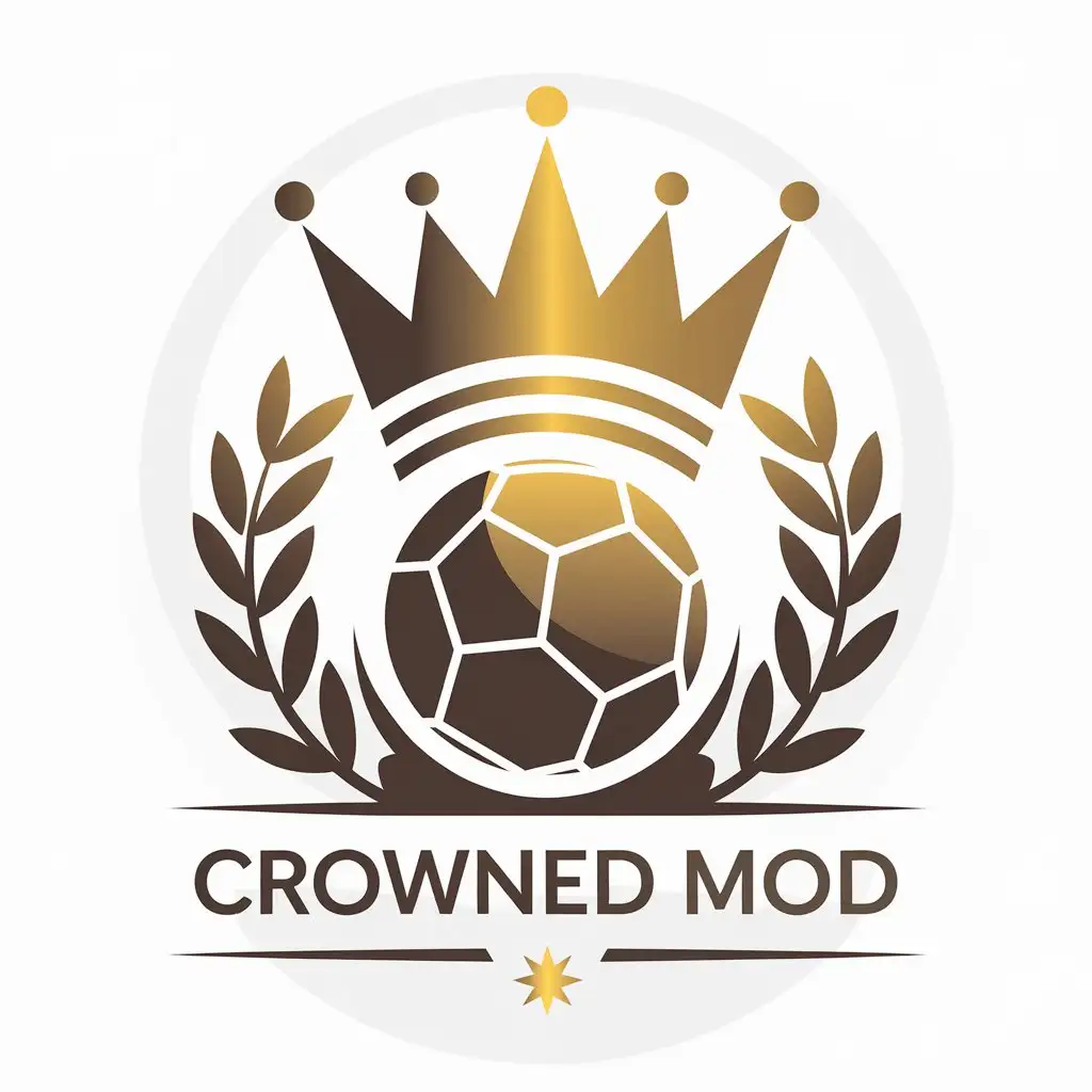 LOGO Design for Crowned Mod Gold and White Ball with Crown Symbol on Clear Background