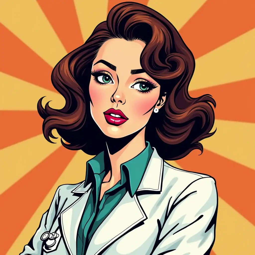 Woman doctor in pop art style