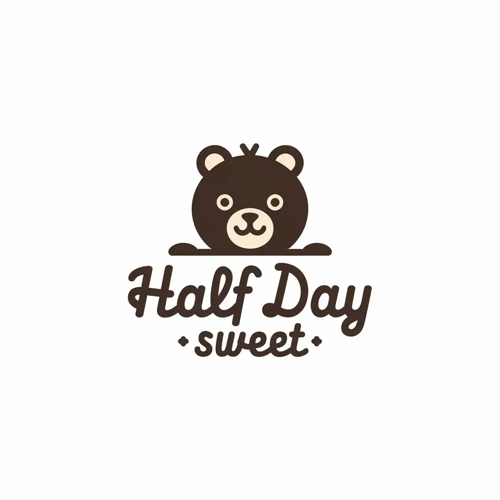 a vector logo design,with the text "half day sweet", main symbol:little bear,Moderate,be used in Baking industry,clear background