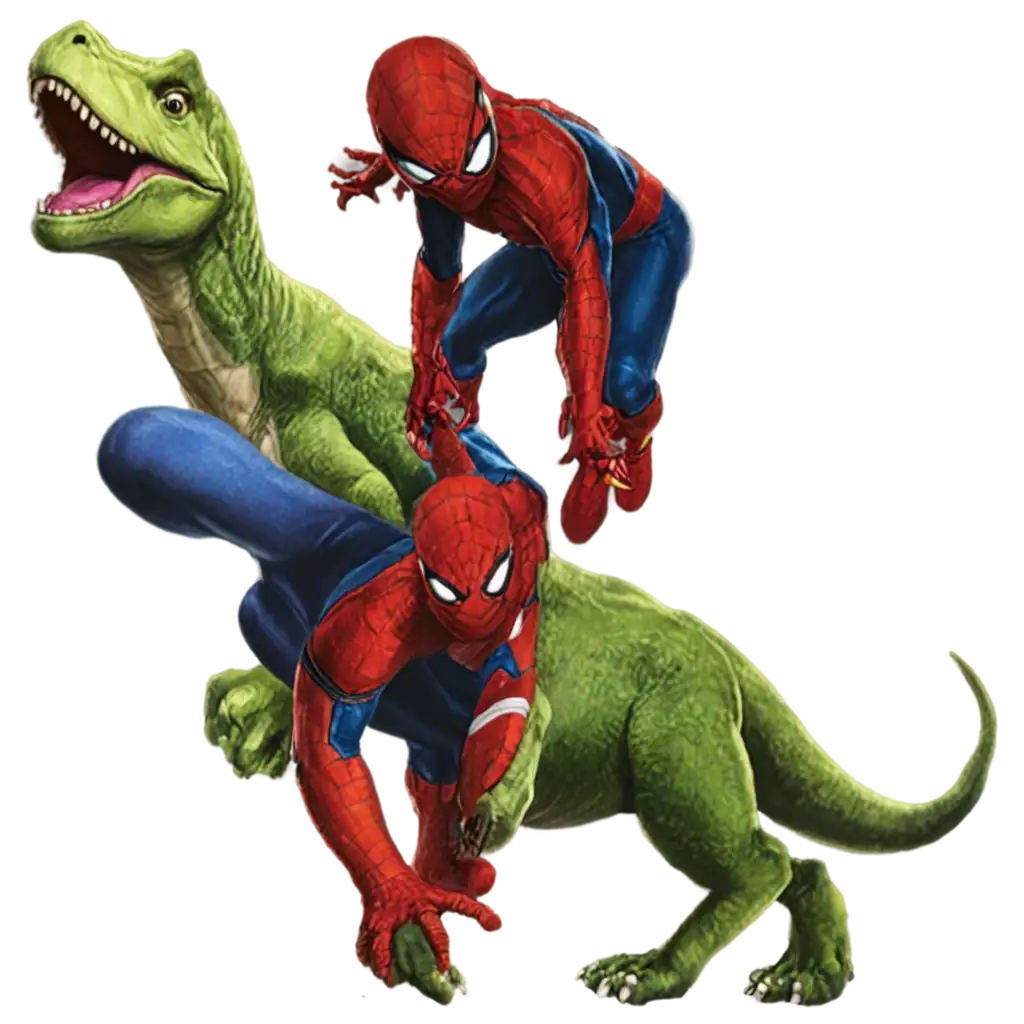 Avengers-Dinosaur-and-SpiderMan-PNG-Image-HighQuality-Versatile-Graphic-for-Creative-Projects