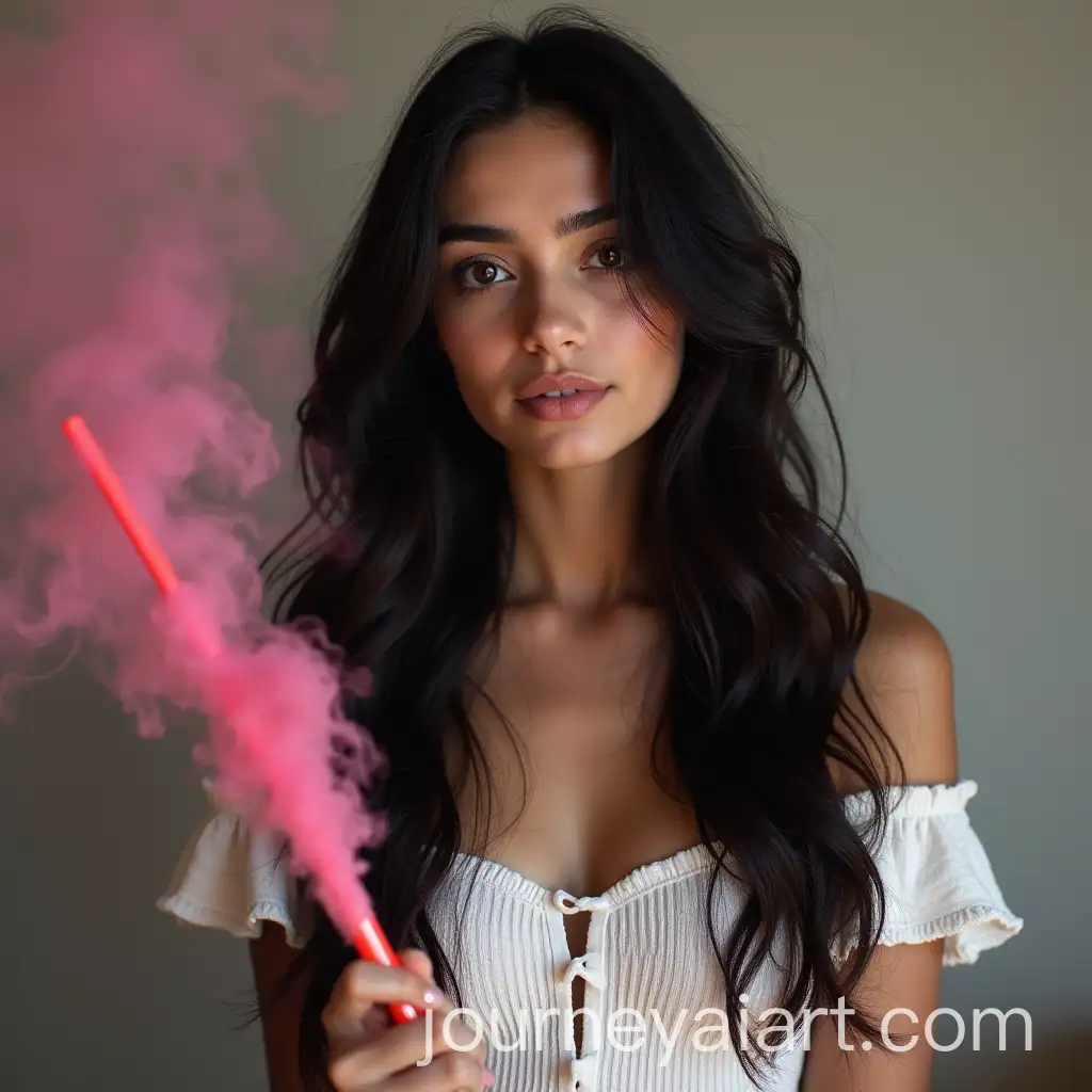 Vivacious-Iranian-Girl-with-Wizard-Wand-and-Minimal-Pink-Smoke