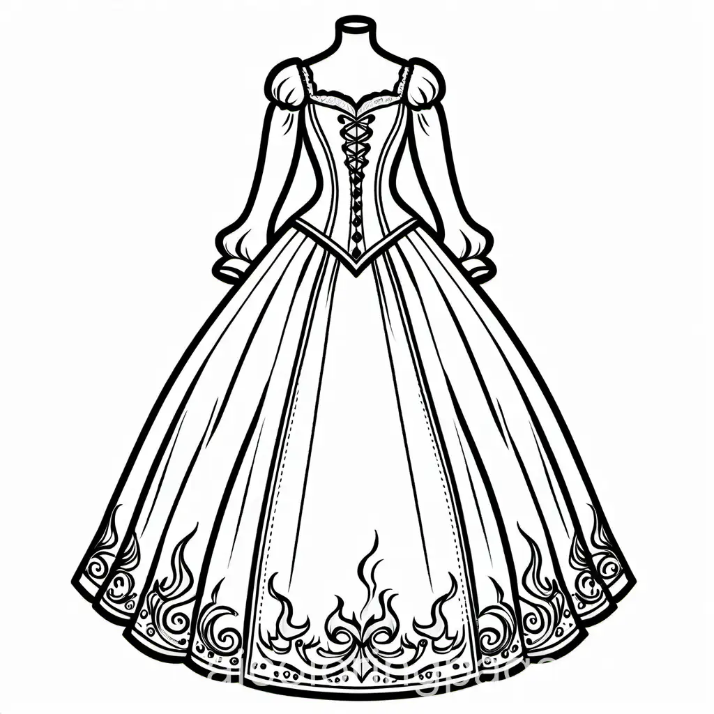 Victorian-Ball-Gown-Featuring-Sword-Panels-and-Flame-Bodice