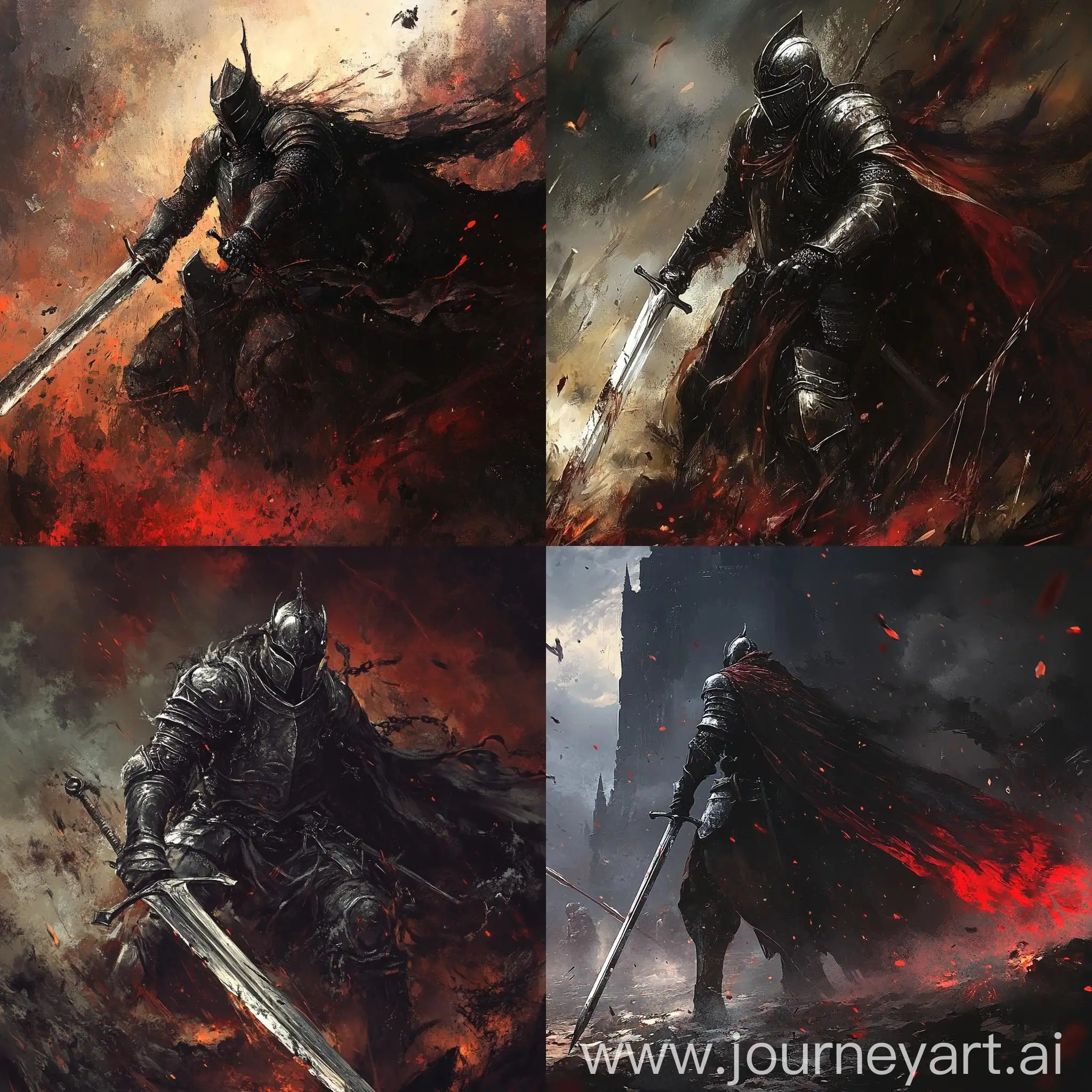 Dark-Fantasy-Black-Knight-Falling-After-Epic-Battle