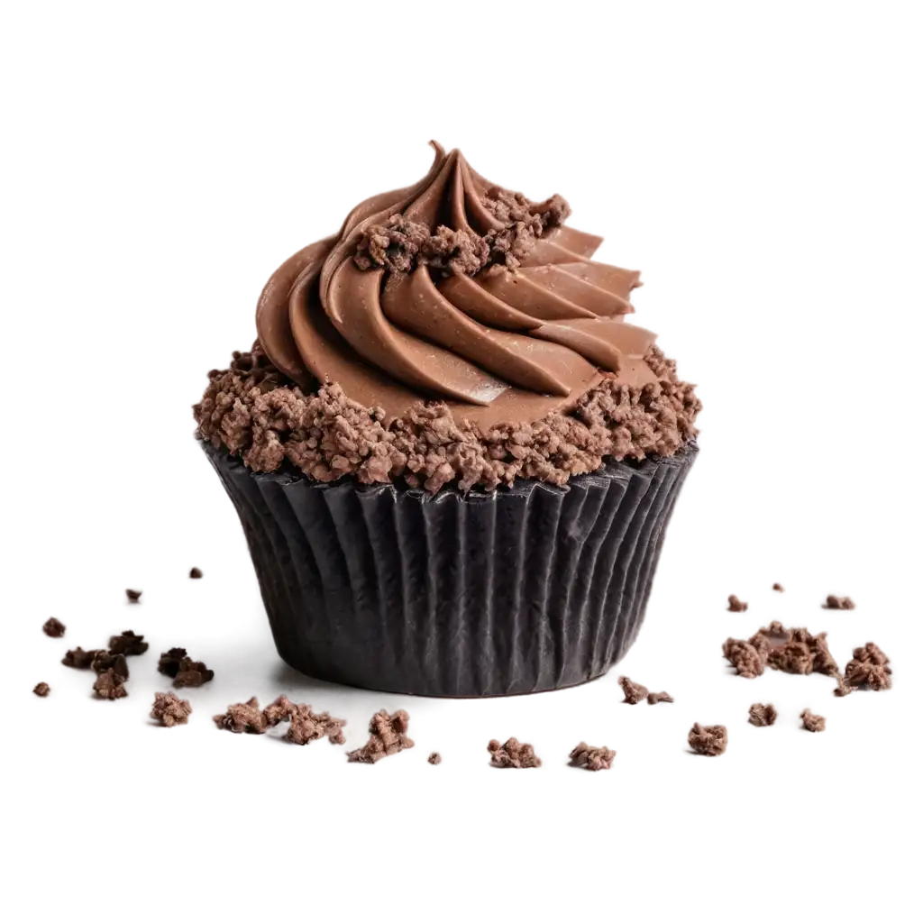 Chocolate-Cupcake-with-Crumbles-on-Floor-HighQuality-PNG-Image-for-Digital-Projects