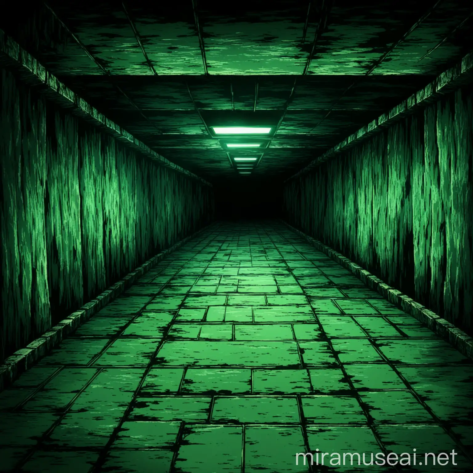 Anime Underground Floor with Dark Green Contrasts