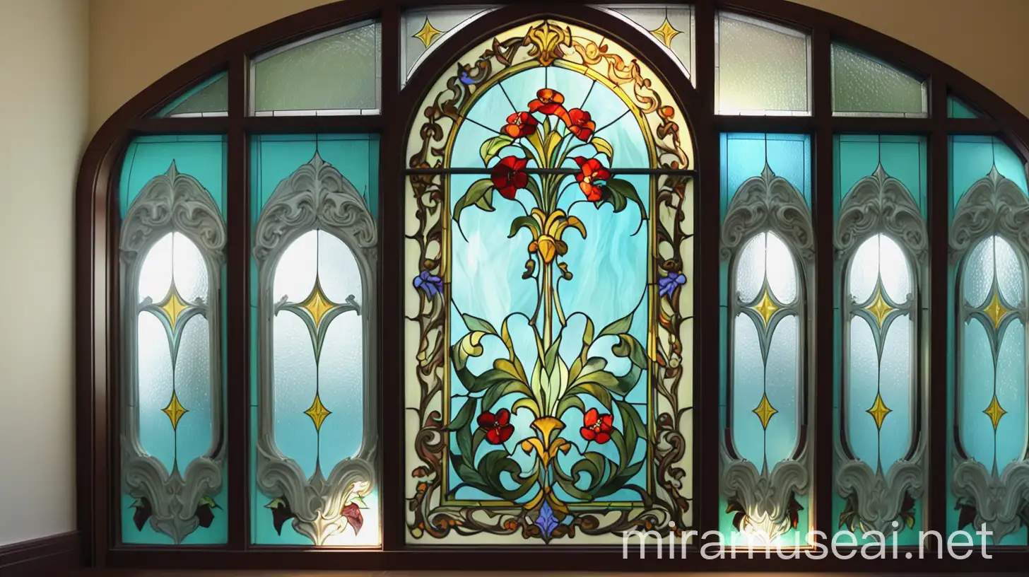 French Classic Stained Glass Window in Living Room