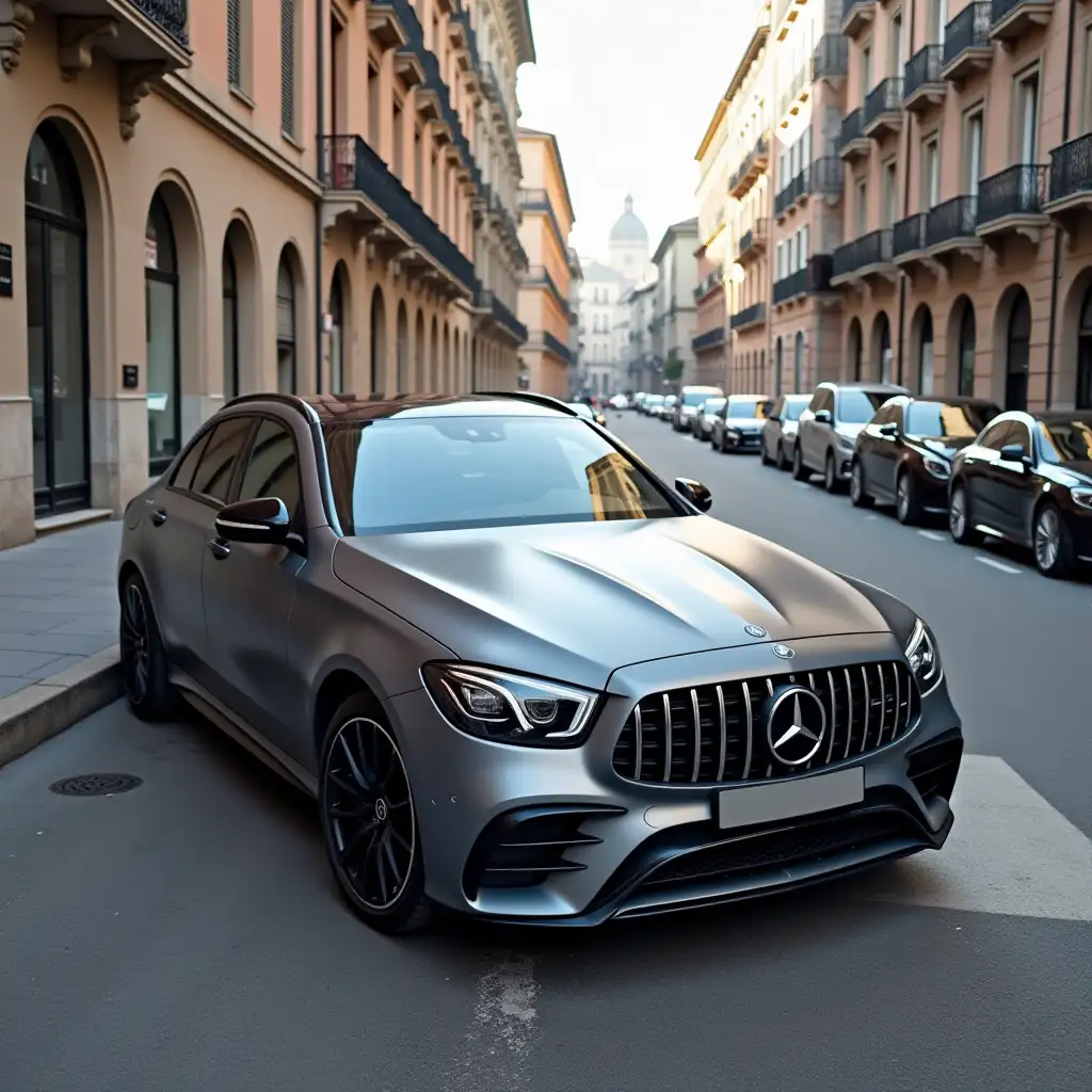 Generate a grey Mercedes parked at Genova brignole