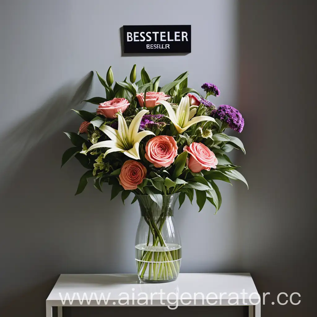 Vibrant-Flower-Bouquet-in-Vase-with-Bestseller-Wall-Inscription