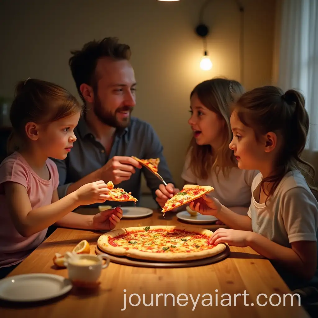 Family-Enjoying-Pizza-Together