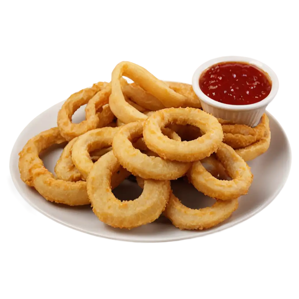 onion rings and fried potatoes on a plate