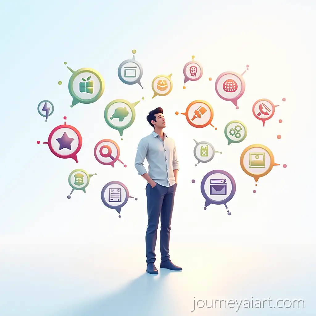 ProfessionalAI-Art-Prompt-Expansion-Person-Surrounded-by-Floating-Abstract-Icons-Representing-IT-Career-Paths