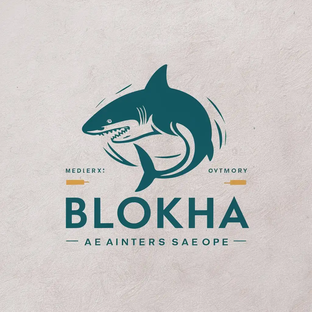 a vector logo design,with the text "BLOKHA", main symbol:shark,Moderate,be used in Religious industry,clear background