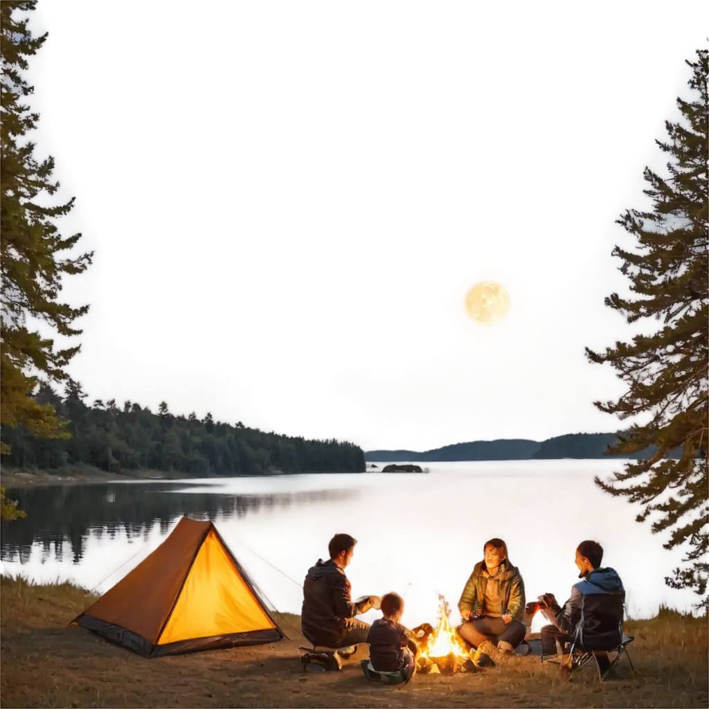 Family-Camping-Trip-at-Night-PNG-A-Memorable-Moment-by-the-Campfire-Under-the-Moon