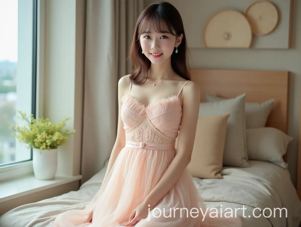 Beautiful-Korean-Girl-in-Short-Dress-with-Elegant-Style