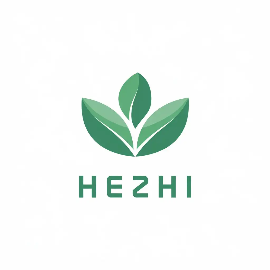 LOGO Design for HEZHI Green Leaves in Minimalistic Style for Medical Dental Industry