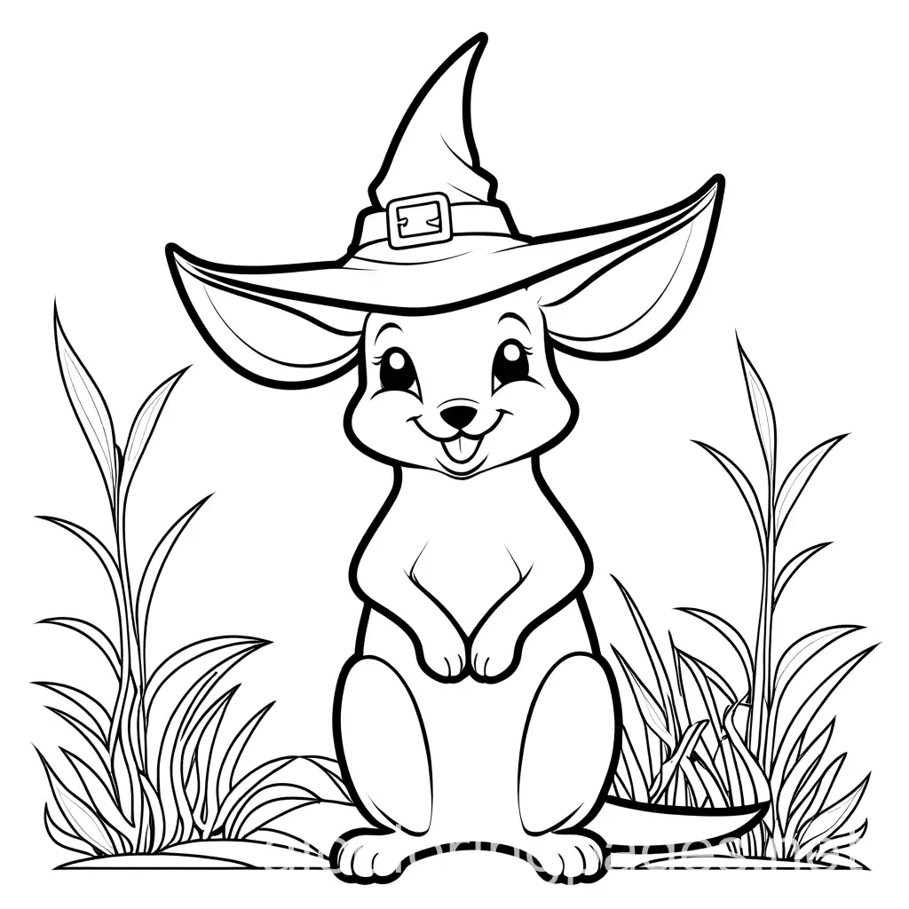 Happy-Cute-Wallaby-Smiling-with-Witch-Hat-Coloring-Page-for-Toddlers