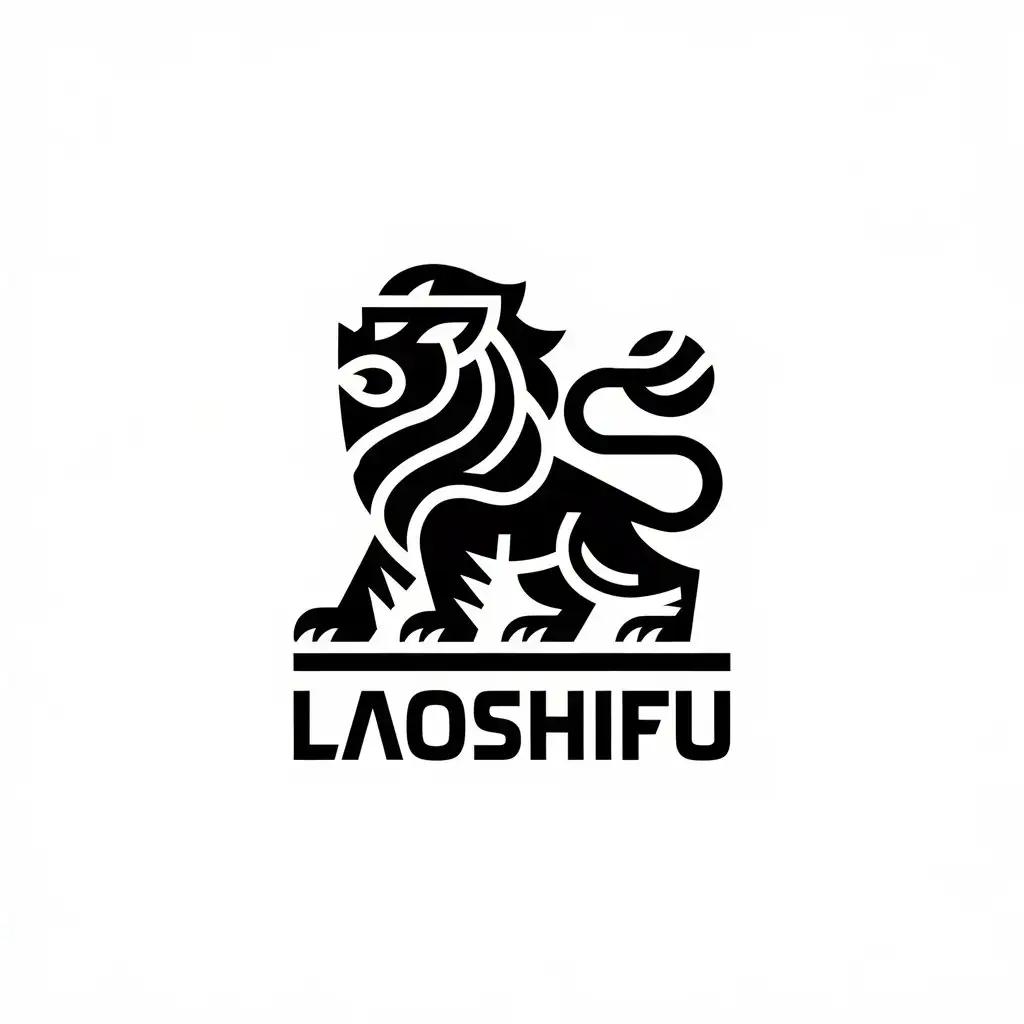 a vector logo design,with the text "LAOSHIFU", main symbol:awakening lion,Moderate,clear background