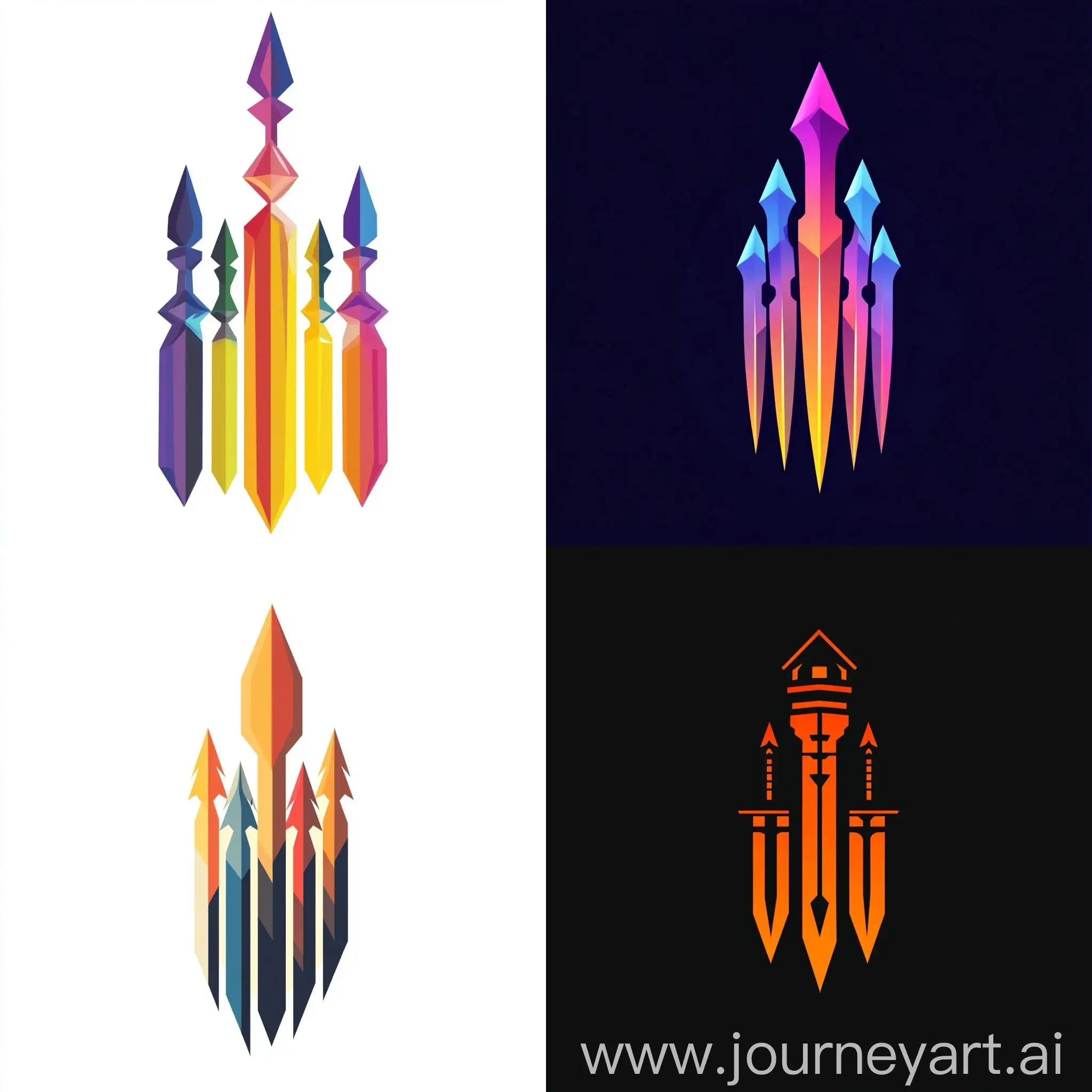 Vibrant-Logotype-with-Towers-and-Spearheads-in-Multiple-Directions