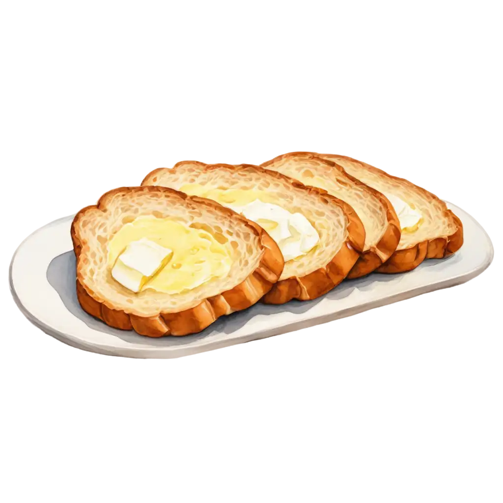 Delicious-Butterbread-with-Swirl-of-Butter-PNG-Watercolor-Image