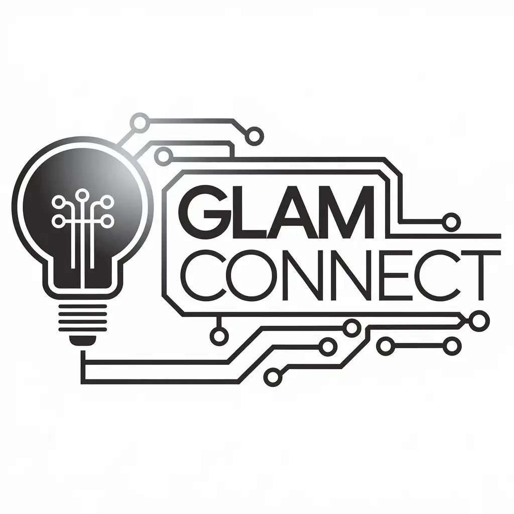 LOGO Design for Glam Connect Fused Connection and Light Bulb Symbol for Technology Industry