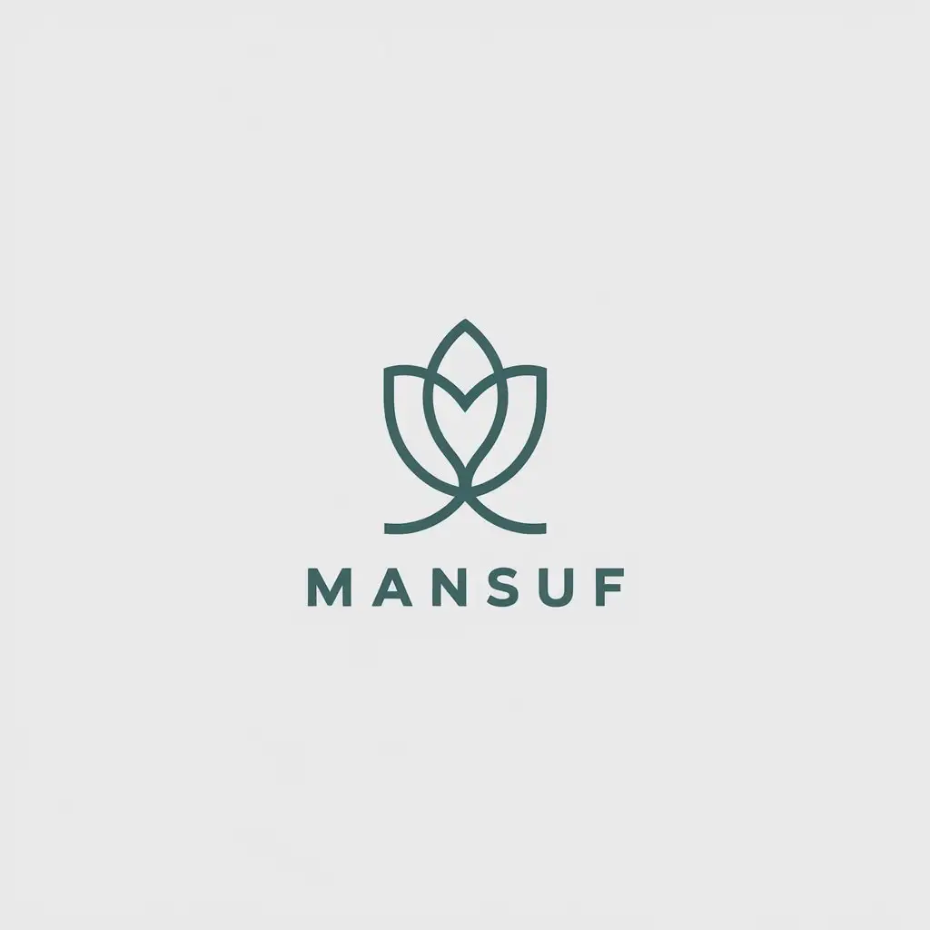 LOGO Design for MANSUF Minimalist Green Leaf with Modern SansSerif Font