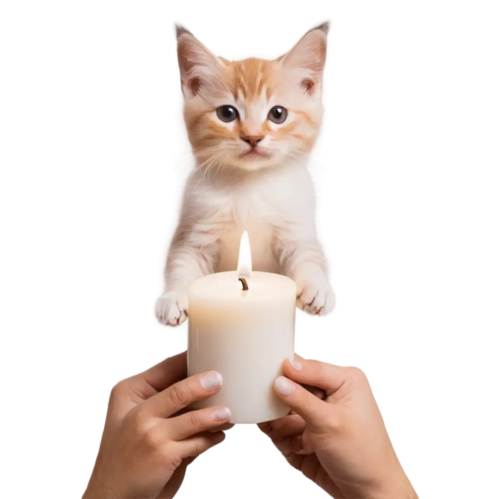 Adorable-White-Kitten-Holding-Aromatic-Candle-HighQuality-PNG-Image-for-Your-Creative-Projects