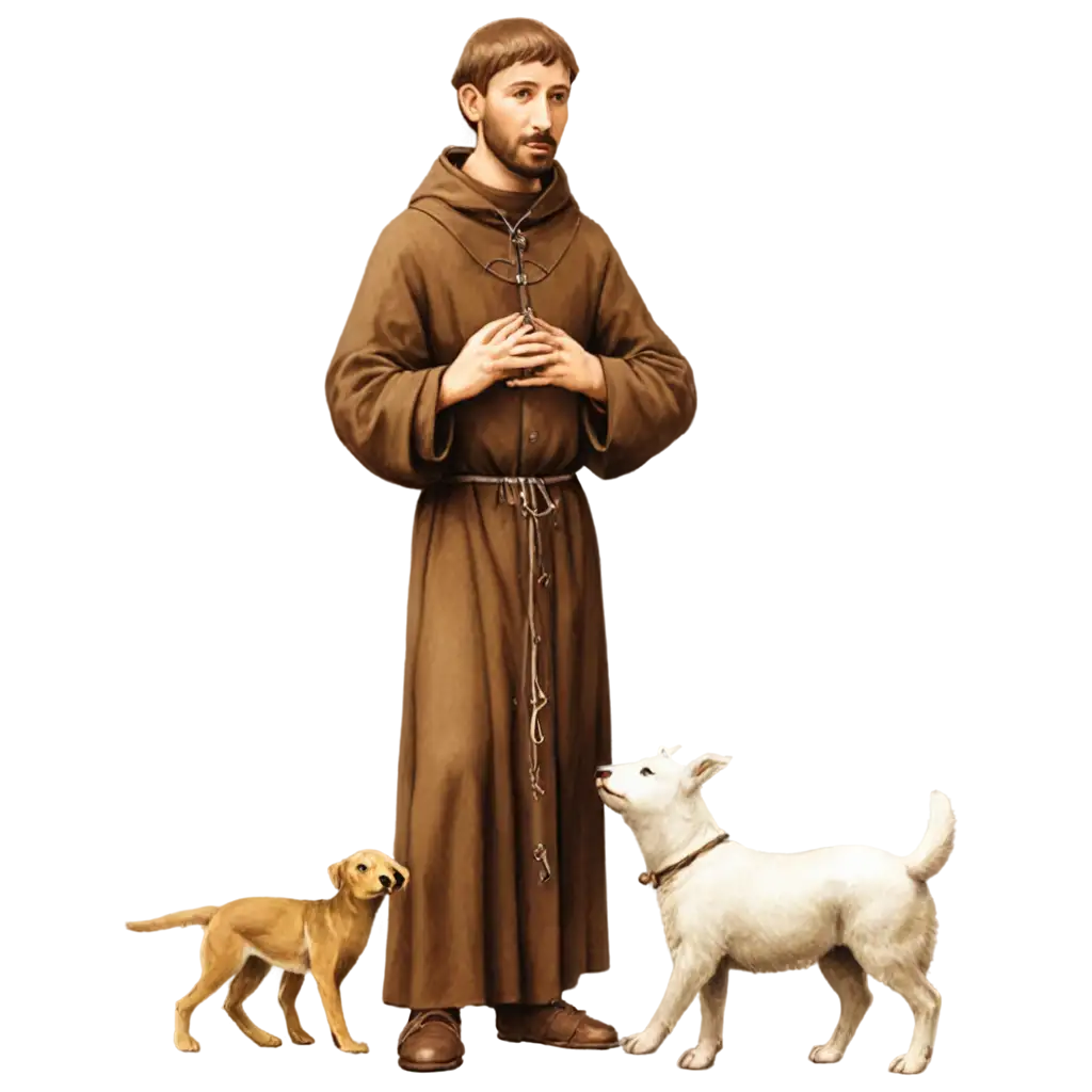 Saint-Francis-of-Assisi-with-Animals-PNG-Image-Serene-Portrait-of-Saint-Francis-Surrounded-by-Wildlife