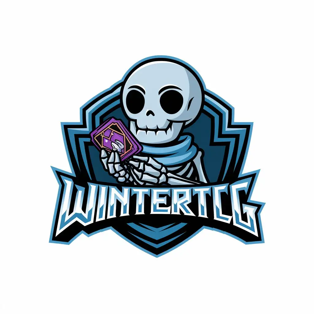 LOGO-Design-for-WinterTcg-Chibi-Anime-Skeleton-Holding-a-Collectible-Card