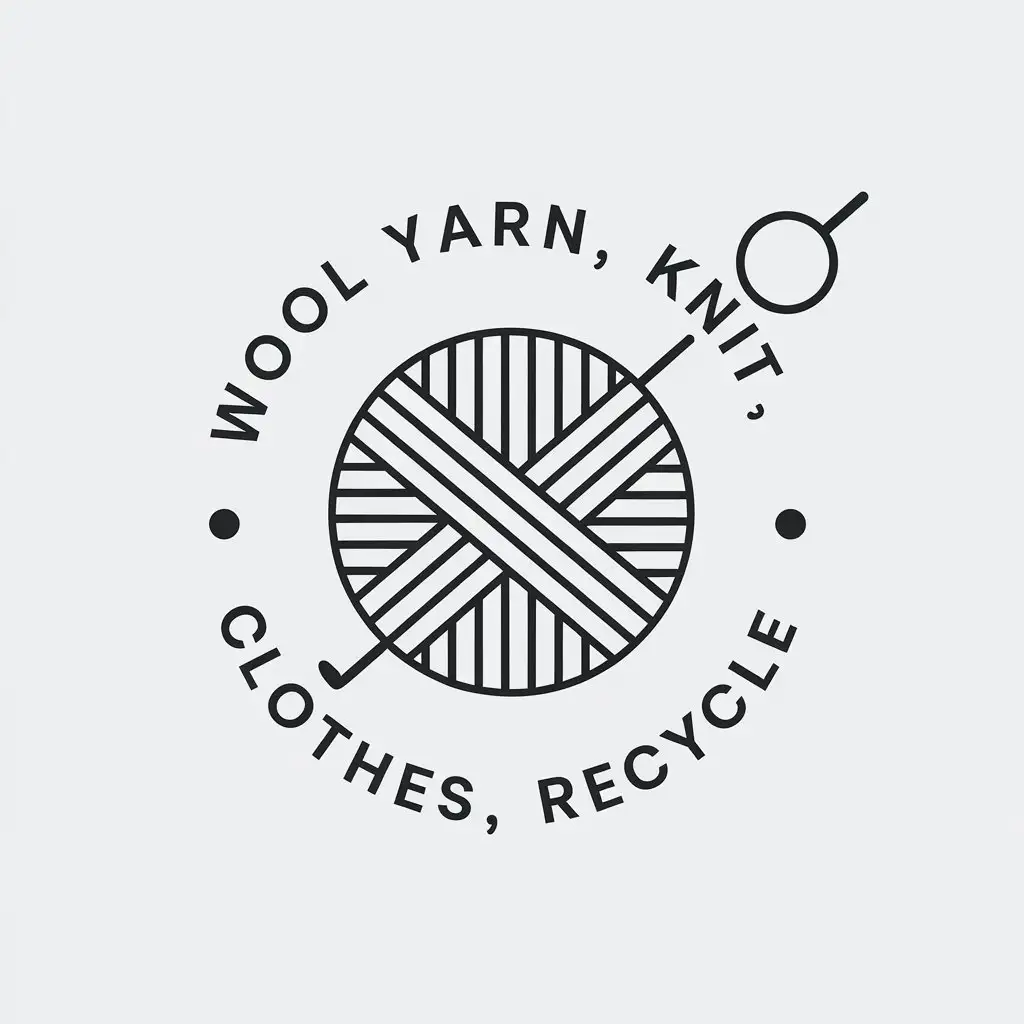 LOGO Design for Wool Yarn Minimalistic Woolen Yarn and Knit Theme with Recycle Symbol