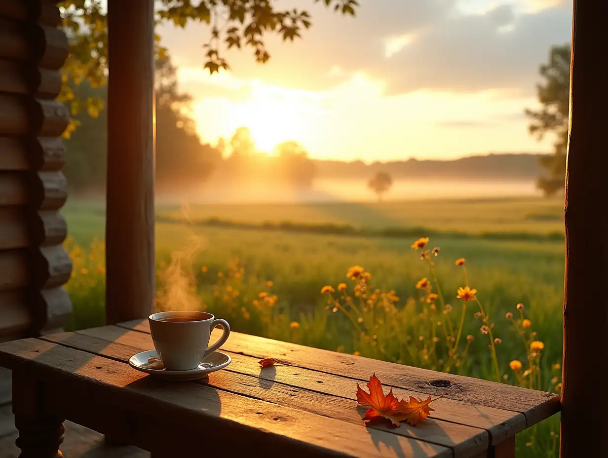 Serene-Countryside-Morning-from-a-Rustic-Cabin-Porch-with-Coffee-and-Golden-Sunlight