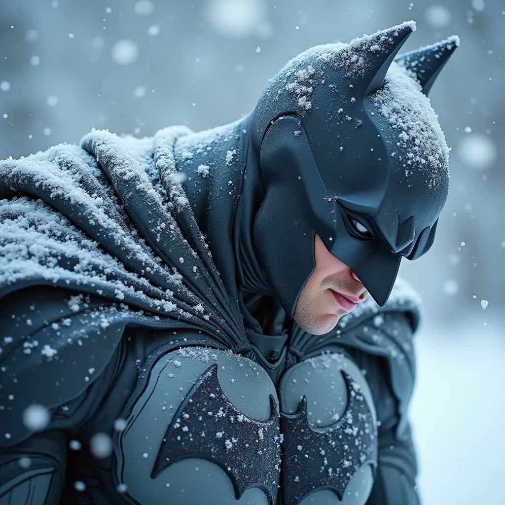 Dc comics Batman logo covered in snow